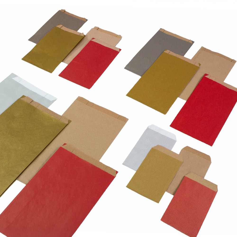 Sobres De Regalo De Metal Satinado - 100 Unidades, Tamaño 20x33+3.5 Cm, Colores Surtidos (dorado, Rojo, Verde, Plateado, Azul)